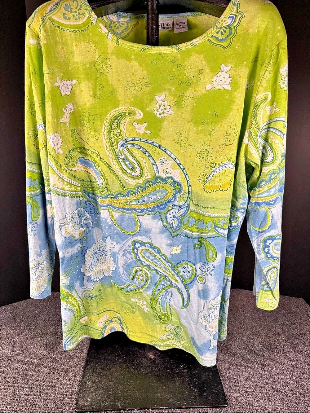 Samantha's Style Shoppe Embellished Paisley Cotton Tunic Top XL